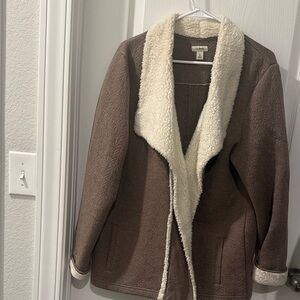 L.L. Bean Brown Teddy Jacket with Cream Lining